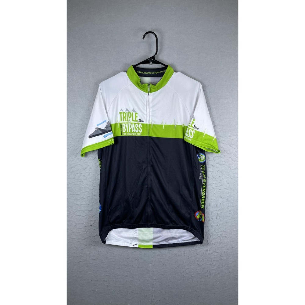Primal Triple Bypass Cycling Jersey Mens XL Team Evergreen Full Zip Short Sleeve